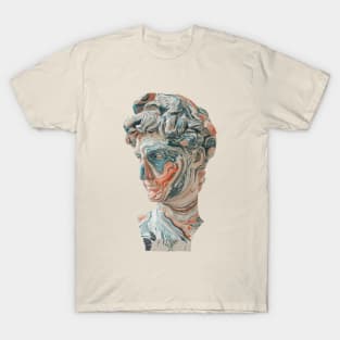 Marbled Mystique: Abstract Art Bust Sculpture Print T-Shirt